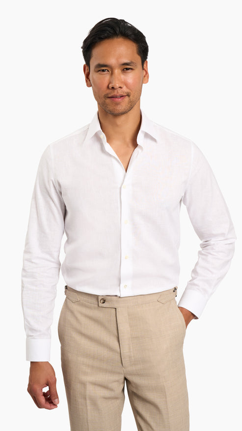 MALIK SAMPS White Linen Custom Shirt #3031