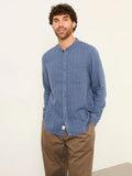 MALIK SAMPS Long Sleeve Grandad Linen Cotton Shirt #3033