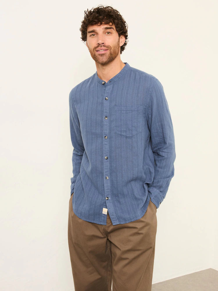 MALIK SAMPS Long Sleeve Grandad Linen Cotton Shirt #3033