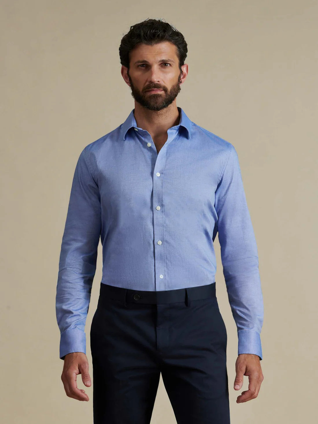 MALIK SAMPS Mens Royal Oxford Shirt Navy Blue #3034