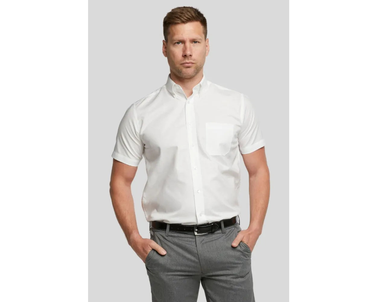 MALIK SAMPS White Short Sleeve Non-Iron Button Down #3718