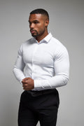 MALIK SAMPS Muscle Fit Dress Shirt in White # 3728