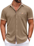 MALIK SAMPS ARTICLE # 3711 Mens Short Sleeve Dress Shirts Casual Wrinkle Free Shirt