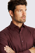 MALIK SAMPS Tailored Fit Wine Stretch Shirt #3037