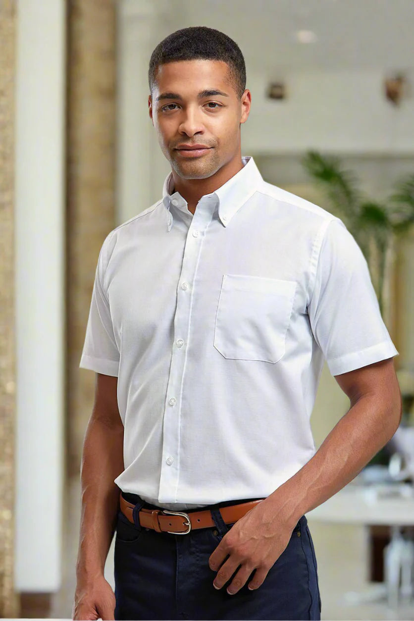 MALIK SAMPS ARTICLE #3703 Men Short Sleeve Oxford Shirt