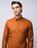 MALIK SAMPS# 3050 Rust Linen Shirt